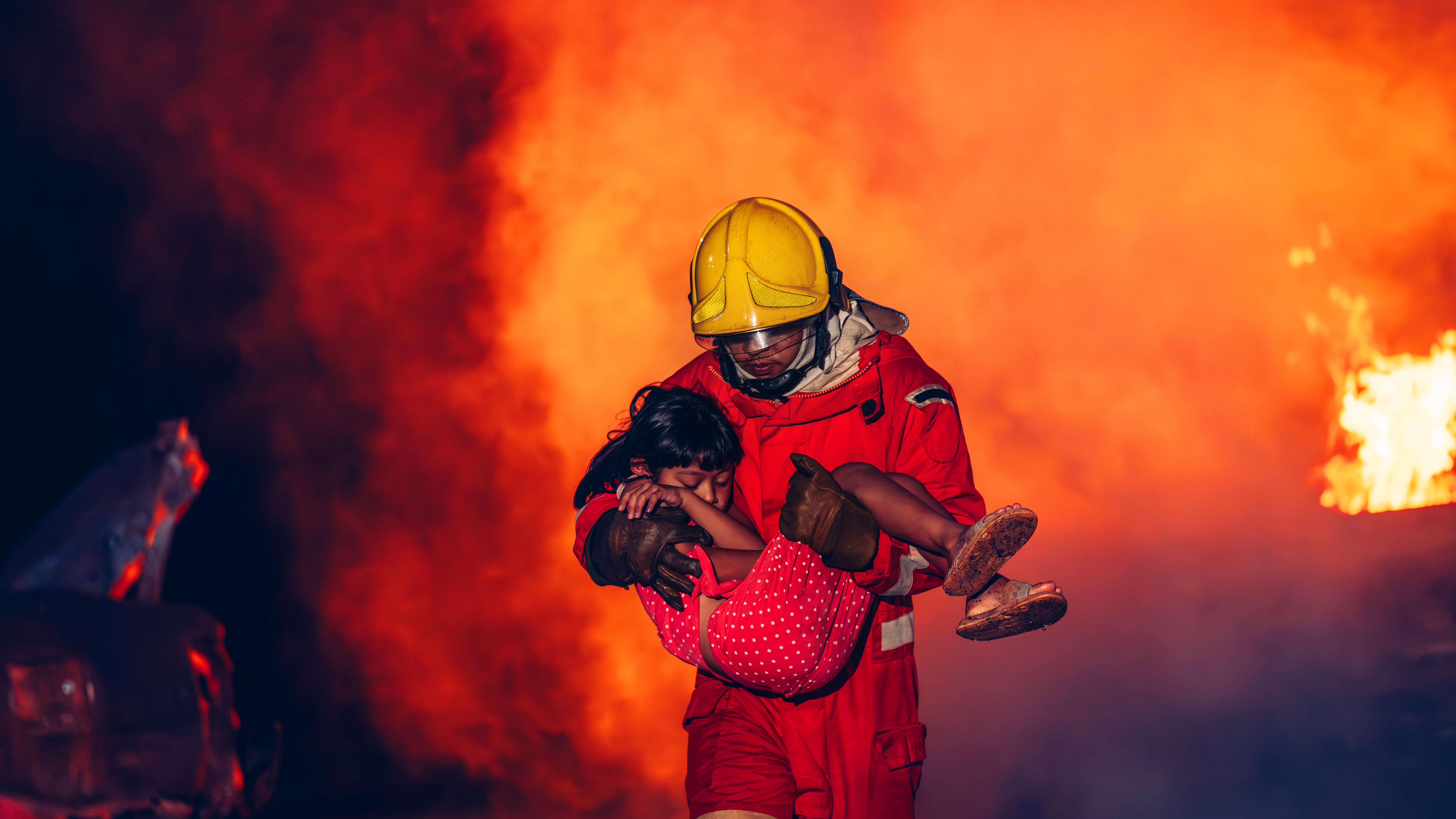 Firefighter in action